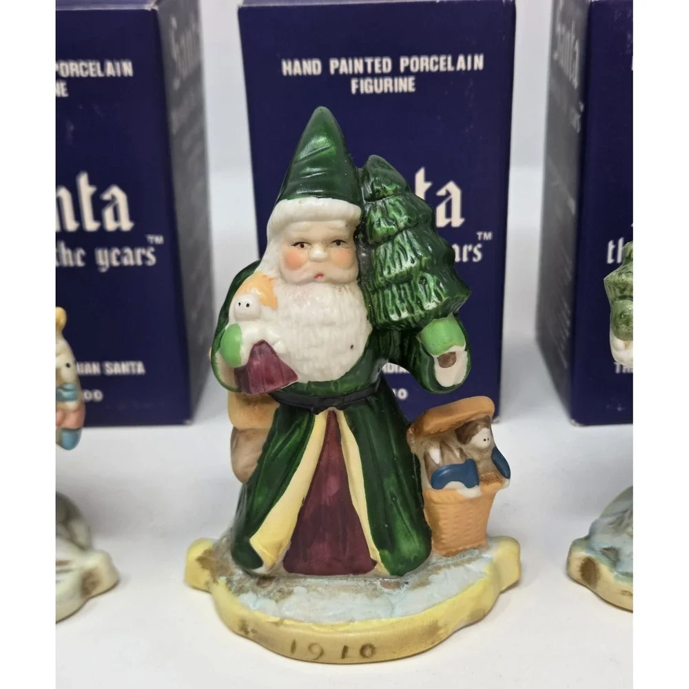 6 Santa Claus Through the Years Figures Figurine Porcelain Holiday Collectibles